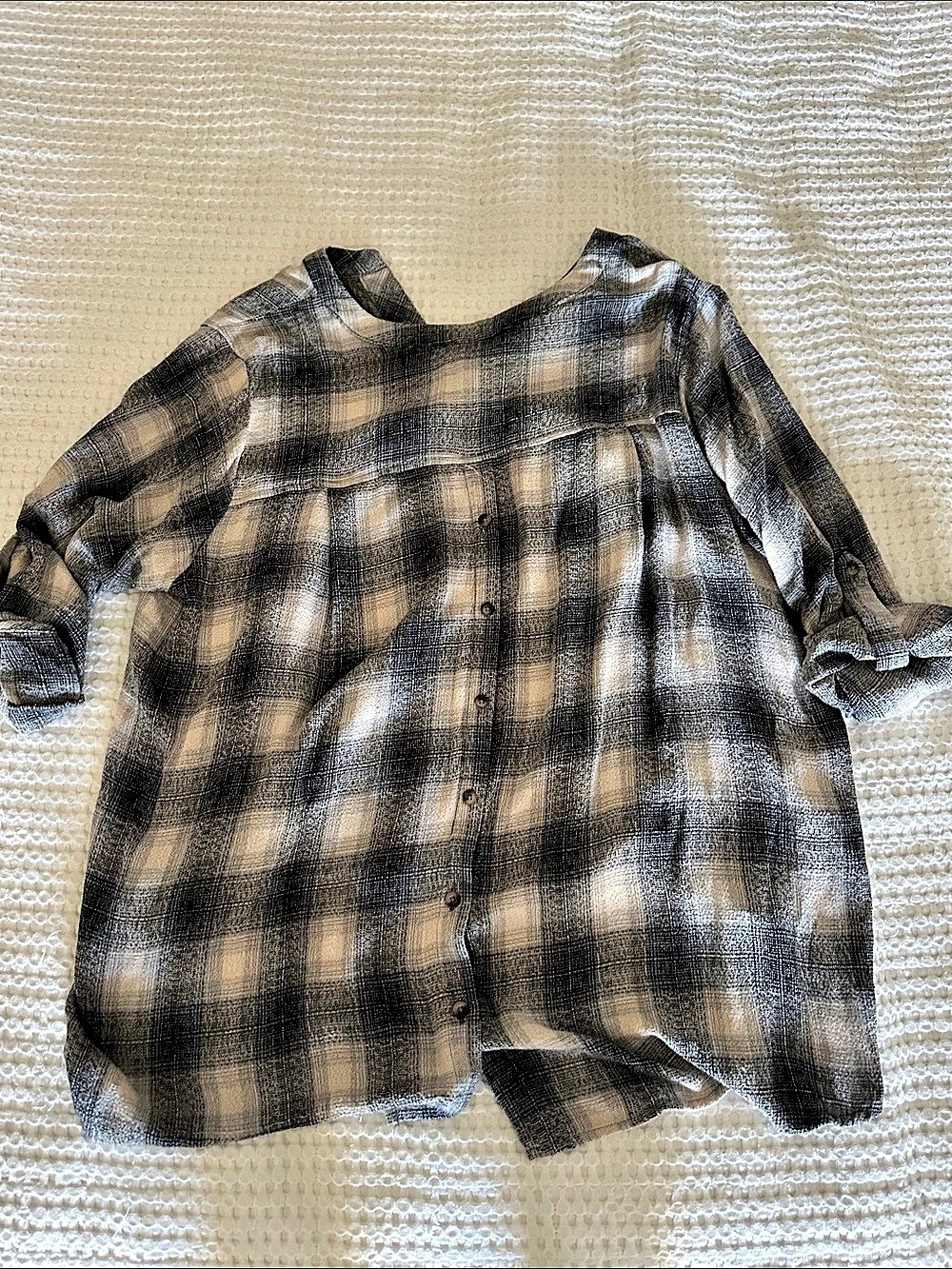 Jane & Delacey Plaid Blouse in Black & Brown Size 1X Like New